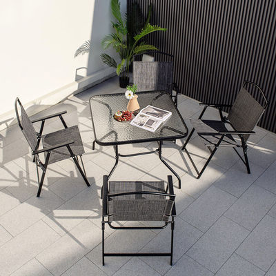 Mail Packing Square Dining Table and Teslin Chair Set for Outdoor Garden Cafe Restaurant