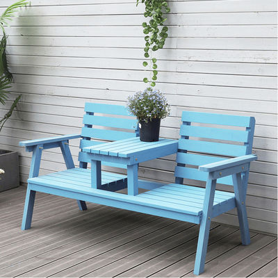 Outdoor Courtyard Solid Wooden Double Chair Bench with Table Enjoy Your Patio in Style