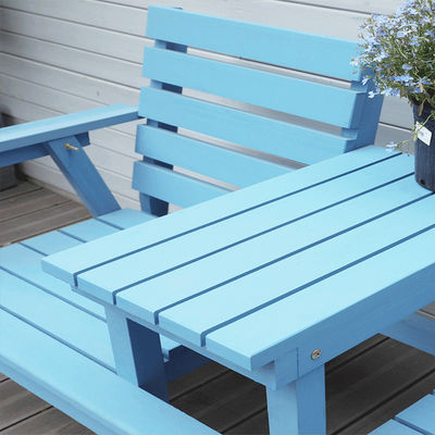 Outdoor Courtyard Solid Wooden Double Chair Bench with Table Enjoy Your Patio in Style