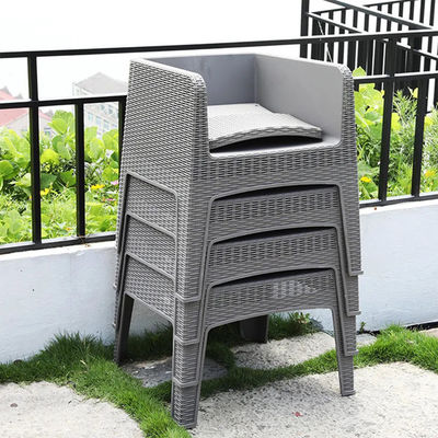 Plastic Cane Stackable Arm Chair for Outdoor Restaurant Cafe in Villa Patio Garden