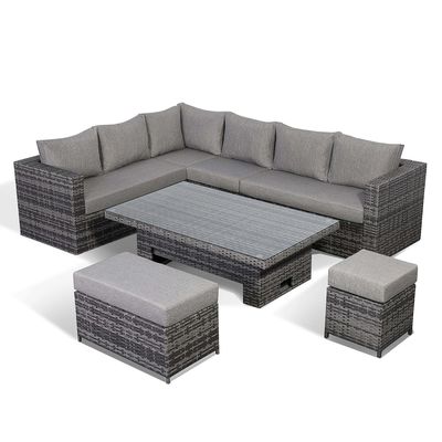 Modern Design All Weather Corner Sofa Set with Adjustable Table L.265 X W.204 X H.66cm