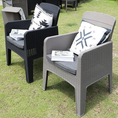 Plastic Cane Stackable Arm Chair for Outdoor Restaurant Cafe in Villa Patio Garden