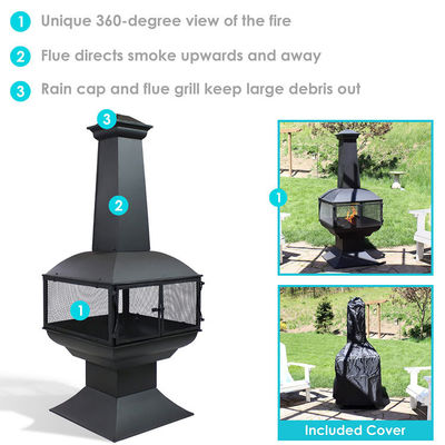Outdoor Patio Backyard Garden Camping Heavy Duty Steel Wood Burning Firepit with Poker