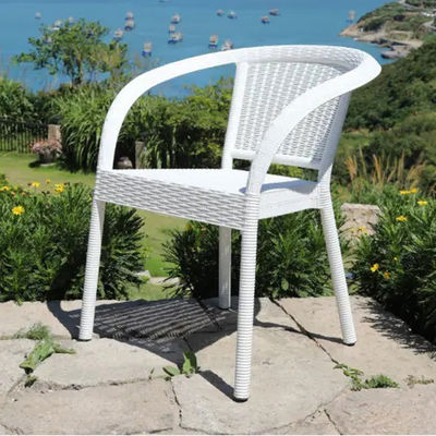 Plastic Rattan Stackable Cafe Dining Arm Chair for Wedding Banquet in Outdoor Garden