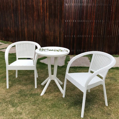 Plastic Rattan Stackable Cafe Dining Arm Chair for Wedding Banquet in Outdoor Garden
