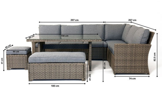 Stool Size L.44 X W.44 X H.41cm AJUNION PE Rattan Garden Set for Your Outdoor Space
