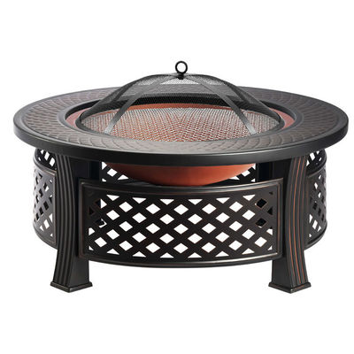 Backyard Patio Garden Bonfire Firepit with Round Wood Burning Fire Pit and Ice Bucket