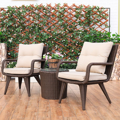 Modern Design Woven PE Rattan Armchair and Dining Table Set for Outdoor Villa Balcony