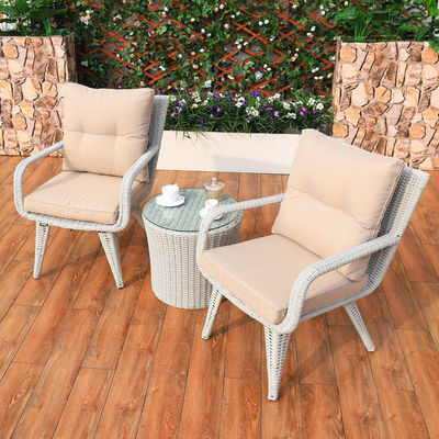 Modern Design Woven PE Rattan Armchair and Dining Table Set for Outdoor Villa Balcony