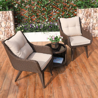 Modern Design Woven PE Rattan Armchair and Dining Table Set for Outdoor Villa Balcony