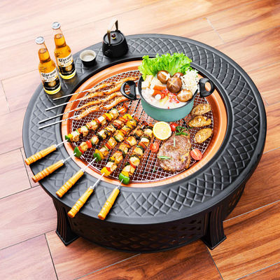 Backyard Patio Garden Bonfire Firepit with Round Wood Burning Fire Pit and Ice Bucket