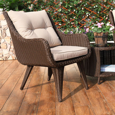 Modern Design Woven PE Rattan Armchair and Dining Table Set for Outdoor Villa Balcony