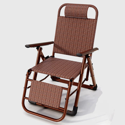 Outdoor Beach Balcony Garden Portable Rattan Folding Sun Lounge Chair with Foot Pedal