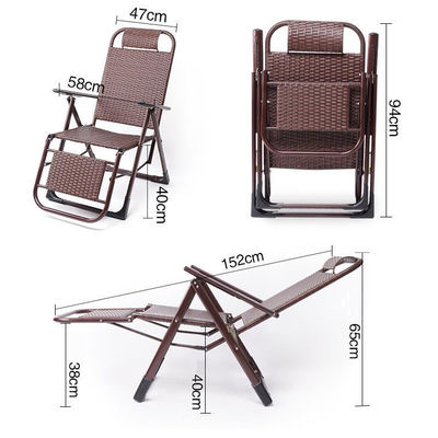 Outdoor Beach Balcony Garden Portable Rattan Folding Sun Lounge Chair with Foot Pedal