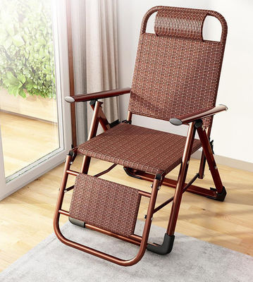 Outdoor Beach Balcony Garden Portable Rattan Folding Sun Lounge Chair with Foot Pedal