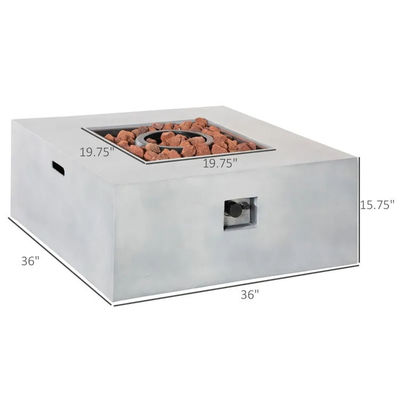 Grey Stone Propane Gas Stove Fire Pit Table for Outdoor Indoor Backyard Patio Garden