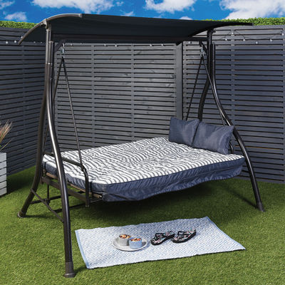 Comfortable and Durable 3 Seater Garden Swing Chair with Canopy Weight Capacity 340kg