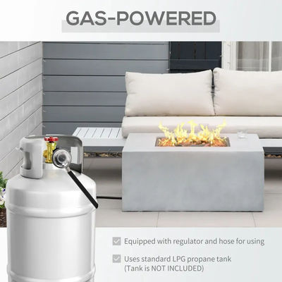 Grey Stone Propane Gas Stove Fire Pit Table for Outdoor Indoor Backyard Patio Garden