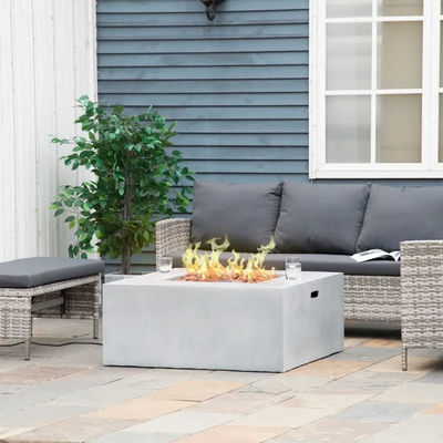 Grey Stone Propane Gas Stove Fire Pit Table for Outdoor Indoor Backyard Patio Garden