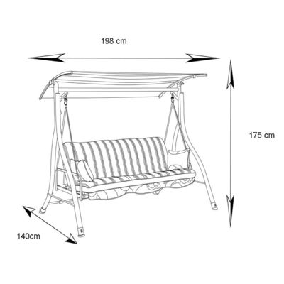 Comfortable and Durable 3 Seater Garden Swing Chair with Canopy Weight Capacity 340kg