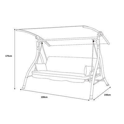 Comfortable and Durable 3 Seater Garden Swing Chair with Canopy Weight Capacity 340kg