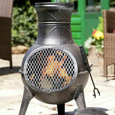 Metal Outdoor Patio Backyard Garden Camping Heavy Duty Steel Wood Burning Firepit Charcoal Fire Pit Fireplace Chimenea with Rain Cap