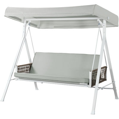 Outdoor Swing Chair with Adjustable Canopy AJUNION 3 Seater Swing Bed and Steel Frame