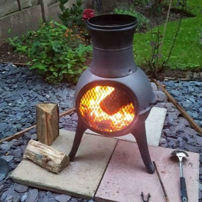 Metal Outdoor Patio Backyard Garden Camping Heavy Duty Steel Wood Burning Firepit Charcoal Fire Pit Fireplace Chimenea with Rain Cap