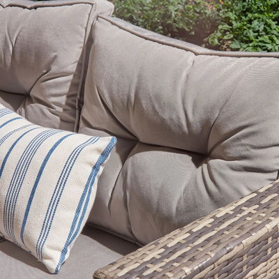 Courtyard Rattan Garden Set with Fire Pit Table AJUNION 8 Seater Sectional Sofa Set