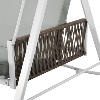 Outdoor Swing Chair with Adjustable Canopy AJUNION 3 Seater Swing Bed and Steel Frame