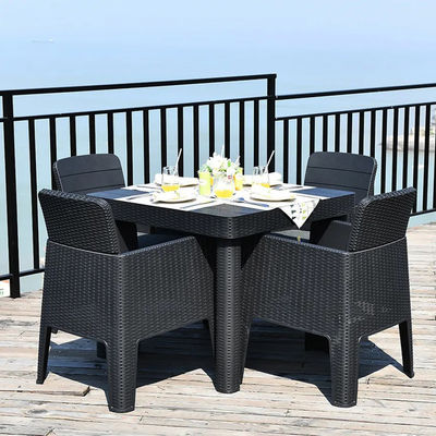 Logo None or Custom Logo Nordic Outdoor Stackable Plastic Dinning Table and Chair Set