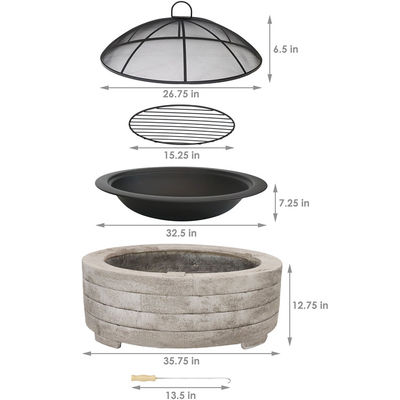 Charcoal Barbecue Grill Fire Pit Bowl for Outdoor Patio Garden Bonfire Camping Picnic