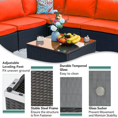 Steel Tube Frame AJUNION PE Rattan Garden Furniture Sofa Set for Outdoor Leisure Time