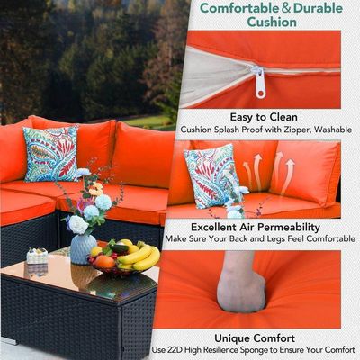 Steel Tube Frame AJUNION PE Rattan Garden Furniture Sofa Set for Outdoor Leisure Time