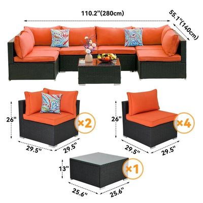 Steel Tube Frame AJUNION PE Rattan Garden Furniture Sofa Set for Outdoor Leisure Time