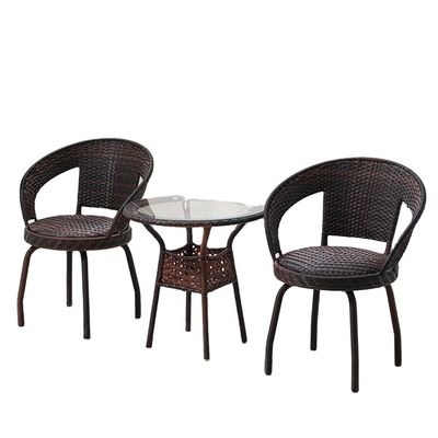 Nordic Outdoor Leisure Woven PE Rattan Wicker Table and Chair Set for Garden Furniture
