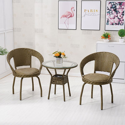 Nordic Outdoor Leisure Woven PE Rattan Wicker Table and Chair Set for Garden Furniture