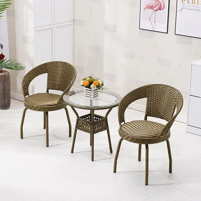 Nordic Outdoor Leisure Woven PE Rattan Wicker Table and Chair Set for Garden Furniture