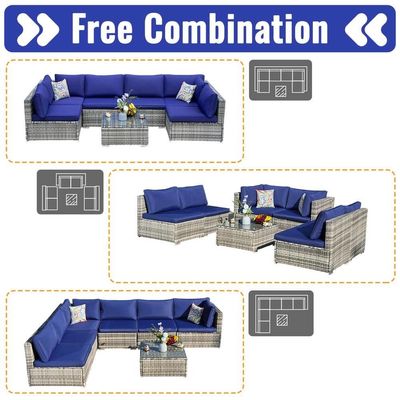 Modern Design PE Rattan Outdoor Furniture Set for Garden Wicker Weave Sectional Sofa Set