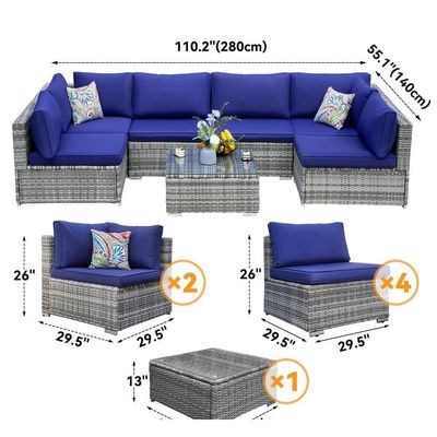 Modern Design PE Rattan Outdoor Furniture Set for Garden Wicker Weave Sectional Sofa Set