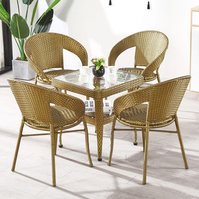 Modern Design Outdoor Stackable Armchair and Coffee Table Set for Patio Garden Balcony