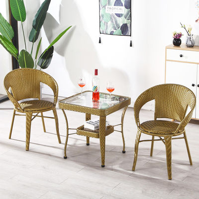 Modern Design Outdoor Stackable Armchair and Coffee Table Set for Patio Garden Balcony