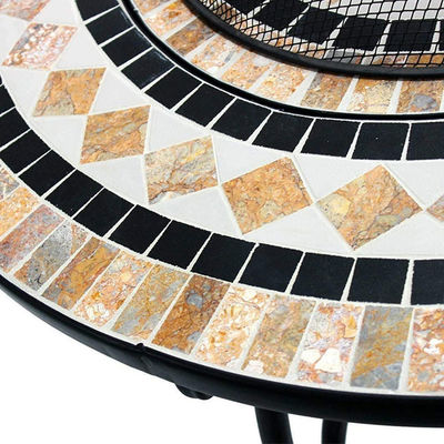 Multi-functional Mosaic Fire Pit for Bonfire Camping and Charcoal BBQ Grill Table