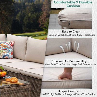 Upgrade Your Patio with AJUNION 7 Piece Furniture Set in Brown Cushions and PE Rattan