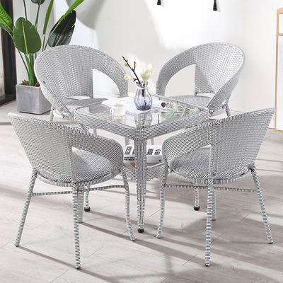 Modern Design Outdoor Stackable Armchair and Coffee Table Set for Patio Garden Balcony