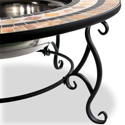 Multi-functional Mosaic Fire Pit for Bonfire Camping and Charcoal BBQ Grill Table