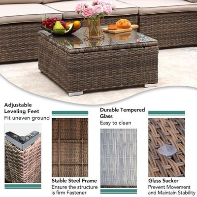 Upgrade Your Patio with AJUNION 7 Piece Furniture Set in Brown Cushions and PE Rattan