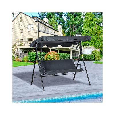 Polyester Cushion AJUNION 3-seater Garden Hanging Swing Chair with Metal and Canopy