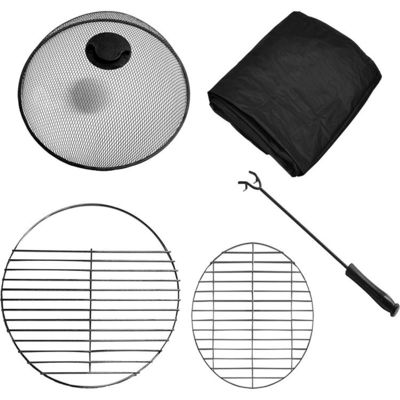 Multi-functional Mosaic Fire Pit for Bonfire Camping and Charcoal BBQ Grill Table