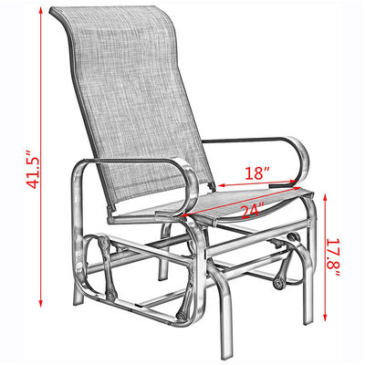 Metal Frame Outdoor Bistro Patio Garden Single Rocking Lounge Chair with Custom Logo